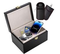 BBWELL Scatola Faraday Con Custodia Faraday 2 Pezzi, Keyless Schermatura Custodia Kit Con Blocco Segnale,Portachiavi Auto Antifurto Per Auto Protezione Chiave Autos