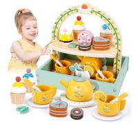 BBWELL Set da tè di Legno per Bambini,Set da tè per Bambini,Set da tè Giocattoli in Legno,Giocattoli Montessori di Ruolo,Regalo Natale Compleanno Pasqua per Ragazzi E Ragazze 3 4 5 6 Anni