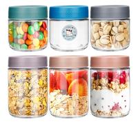 BBWELL Set di 6 Barattoli di Vetro,Vasetti Vetro,Barattoli Di Avena Notturna per Avena Notturna,Budino,Marmellata,Insalata,Yogurt,Overnight Oats Contenitore
