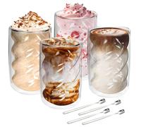 BBWELL Tazza Caffè Doppio Vetro Borosilicato,Bicchieri da Espresso a Doppia Parete Trasparente,Bicchieri termici in vetro trasparente,Ideali per cappuccino, caffè o tè