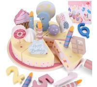 BBWELL Torta da Tagliare Giocattolo,Torta di Compleanno in Legno,Giocattolo per Tortas di Compleanno,in Legno per Compleanno con Candele e Numeri,Tea Party Educativi, Giocattolos per Ragazzi e Ragazze