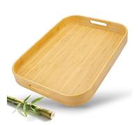 BBWELL Vassoio da Portata in Bambù Con Manici,46x33x5.5 CM,Vassoio in Bambù per Cucina,Vassoio Da Pranzo per Colazione Vassoio Da Portata Per Caffè Vino Caffè Tè Frutta Pasti