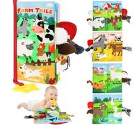 BBWOO Libri di Stoffa Neonato, Giochi 0-3-6 Mesi, Accessori utili, Tummy Time, Libri tattili Bambini, Giochi dentizione Animale da Fattoria