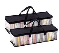 BBX-G Borsa per CD portatile, resistente all'umidità, con cerniera e manici per il trasporto, facile da trasportare, totale 48 CD, Trasparente, 2 pezzi
