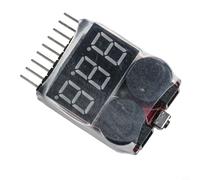 BBX1-8S Tester di tensione della batteria per batterie 1-8S LiPo, Li-ion, LiMn, Li-Fe Allarme cicalino a bassa tensione con indicatore LED 0.5V-36V rilevamento della tensione totale (1-8S senza