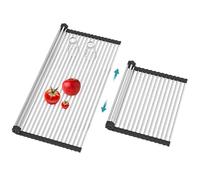 BBXTYLY Scolapiatti arrotolabile, extra large, espandibile, da mettere sopra il lavello, accessori da cucina, arrotolabile, in acciaio inox, pieghevole, arrotolabile (nero, 63-43 cm)