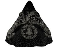 BBYOUTH Cappa con Cappuccio Vichinga per Uomo Lunghezza Media Faux Sherpa Inverno Calda Medioevo Stampa 3D Cappotto Parka,Hammer of Thor,3XL