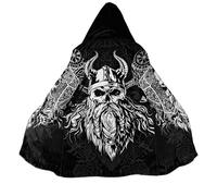 BBYOUTH Cappa con Cappuccio Vichinga per Uomo Lunghezza Media Faux Sherpa Inverno Calda Medioevo Stampa 3D Cappotto Parka,Wikinger Krieger,4XL