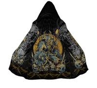 BBYOUTH Cappa con Cappuccio Vichinga per Uomo Lunghezza Media Faux Sherpa Inverno Calda Medioevo Stampa 3D Cappotto Parka,Valhalla,3XL