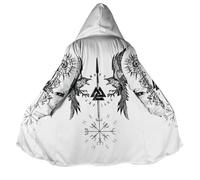 BBYOUTH Cappotto da Uomo Media Lunghezza con Fodera Finto Cashmere Cappuccio con Tasche, Stile Medievale da Motociclista Autunnale Invernale,Gungnir,L