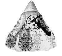 BBYOUTH Cappotto da Uomo Media Lunghezza con Fodera Finto Cashmere Cappuccio con Tasche, Stile Medievale da Motociclista Autunnale Invernale,Geri freki,L