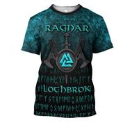 BBYOUTH Maglietta Vichinga Uomo, 3D Stampato Odino Fenrir Lupo Estate Manica Corta Mitologia Norrena Costume Cosplay,Ragnar lodbrok,L