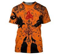 BBYOUTH Maglietta Vichinga Uomo, 3D Stampato Odino Fenrir Lupo Estate Manica Corta Mitologia Norrena Costume Cosplay,Odins Horn,M