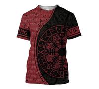 BBYOUTH Maglietta Vichinga Uomo, 3D Stampato Odino Fenrir Lupo Estate Manica Corta Mitologia Norrena Costume Cosplay,Norse Runes,5XL