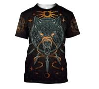 BBYOUTH Maglietta Vichinga Uomo, 3D Stampato Odino Fenrir Lupo Estate Manica Corta Mitologia Norrena Costume Cosplay,Fenrir Wolf,S