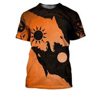 BBYOUTH Maglietta Vichinga Uomo, 3D Stampato Odino Fenrir Lupo Estate Manica Corta Mitologia Norrena Costume Cosplay,Geri freki,5XL