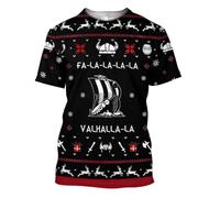 BBYOUTH Maglietta Vichinga Uomo, 3D Stampato Odino Fenrir Lupo Estate Manica Corta Mitologia Norrena Costume Cosplay,Christmas Valhalla,5XL
