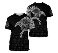 BBYOUTH Maglietta Vvichinga 3D da Uomo Valhalla Nord Odino Costume Estivo Maniche Corte Cosplay,Odin Raven,XL