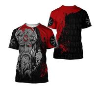 BBYOUTH Maglietta Vvichinga 3D da Uomo Valhalla Nord Odino Costume Estivo Maniche Corte Cosplay,Odin God,XXL