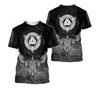 BBYOUTH Maglietta Vvichinga 3D da Uomo Valhalla Nord Odino Costume Estivo Maniche Corte Cosplay,Raven Valknut,4XL