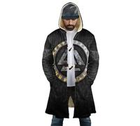 BBYOUTH Mitologia Nordica Stampato in 3D Lunghezza Media Cappa con Cappuccio, Uomo Caldo Invernale Costume Cosplay,Triangle Knot,5XL
