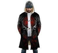 BBYOUTH Mitologia Nordica Stampato in 3D Lunghezza Media Cappa con Cappuccio, Uomo Caldo Invernale Costume Cosplay,Viking Symbols,5XL