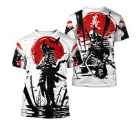 BBYOUTH Stampa 3D Giappone Samurai Tattoo Maglietta Uomo Estate Cosplay Armatura Cartoon Manica Corta (Taglia US),Spirit of Loyalty,XXL