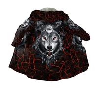 BBYOUTH Vichingo Cappa da Uomo Donna Lunghezza Media Cappuccio Inverno Caldo Cashmere Medioevo Stampato in 3D Parka Cappotto Accappatoio,Wolfsrudel,4XL