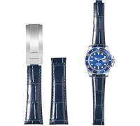 BBZ 20MM Genuine Pelle WatchCinturino Compatible con Rolex Yatch Master Submariner Daytona Black Green Alligator Pattern Watch Strap