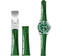 BBZ 20MM Genuine Pelle WatchCinturino Compatible con Rolex Yatch Master Submariner Daytona Black Green Alligator Pattern Watch Strap