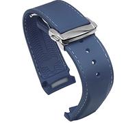 BBZ Cinturino in Gomma con estremità Curva da 20 mm e 22 mm Compatibile con Omega Seamaster 150/300/600 Speedmaster Planet Ocean Sports Silicone Strap Bracelet