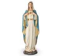 BC BUILDCLASSIC Statuetta cattolica del cuore immacolato di Maria, Beata Vergine Maria, figura materna per altare, regalo religioso per la casa, scultura rinascimentale dipinta a mano, 41,9 cm