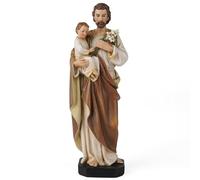 BC Catholic, Statua di Giuseppe e Gesù Bambino, 15,2 cm di altezza, dipinta a mano, statuetta cattolica, patrono della famiglia, regalo religioso per battesimo, mini decorazione per la casa