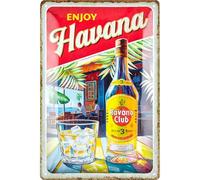 BC® Targa in metallo, stile retrò, 20 x 30 cm, Enjoy Havana, decorazione vintage in metallo, idea regalo per i fan dell'Avana