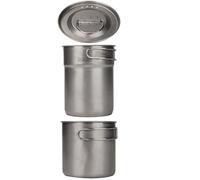 BC Vintage Camp Pentole Set di Pentole 2 Pezzi in Acciaio 304 Pieghevole con Tazze | Set da Cucina per Campeggio, Viaggi, Escursionismo, Barbecue, Cucinare All'aperto, Attrezzature da Campo