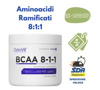 BCAA 8:1:1 Aminoacidi Ramificati 811 in Polvere 200gr Pre e Post Workout Muscoli