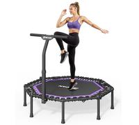BCAN Mini trampolino ottagonale da 129,5 cm, carico massimo 204 kg, con manubrio regolabile a T, elastici silenziosi, più grande, più stabile, silenzioso, rimbalzo per esercizi indoor e allenamento