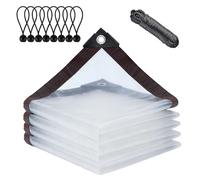 BCBIG Telone impermeabile trasparente con occhielli, per mobili da giardino, utilizzabile per esterni, impermeabile, isolamento delle piante, per mobili, antipolvere, con cordoncino, 3 x 5 m