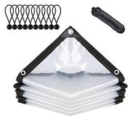 BCBIG Telone impermeabile trasparente con occhielli, per mobili da giardino, utilizzabile per esterni, impermeabile, isolamento per piante, per mobili, antipolvere, con legatura, 2 x 1 m