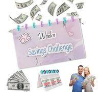 BCEDIGAD 52 Settimane Money Saving Challenge Binder, Mini Raccoglitore Soldi Per Risparmi €1000, Riutilizzabile Raccoglitore Bilancio Fondi In Contanti