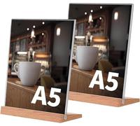 BCENG Trasparente Portamenu 2 Pack A5 Supporto per Cartelli Porta Menu da Tavolo in Acrilico A5 Forma a L Espositore Plexiglass A5 Supporti da Tavolo Trasparenti per Matrimonio Festa Ristorante