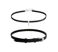 Bcenoilua 2 Pezzi Collana Girocollo Choker Donna Regolabile Punk Gotico Choker Set in Pelle PU Vintage Tattoo Choker per Ragazze H