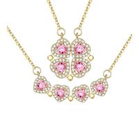 Bcenoilua Collana da Donna Quadrifoglio Ciondolo Retro Magnetico 2 in 1 Pieghevole Cuore d'Amore Regalo di San Valentino Anniversario Compleanno per Donne Ragazze JS