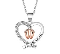 Bcenoilua Collana Donna Ciondolo con Impronta di Bambino a Forma di Cuore Argento Sterling 925 Collana Donna Cuore con Ciondolo Gioielli Regalo per lei Amiche Moglie Compleanno