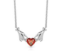 Bcenoilua Collana Donna Ciondolo Cuore a Forma di Gesto con Cristalli Rossi Two-Tone Festa Della Mamma Regalo Perfetto Regali per Le Donne Ragazza Mamma e Figlia YS