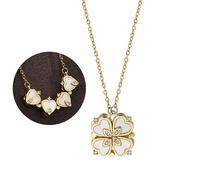Bcenoilua Collane Donna Collana a Forma di Cuore a Quattro Foglie Magnetica Zircone Intarsiato Pieghevole Cuore a Cuore Collana Moda per San Valentino Anniversario Gioielli