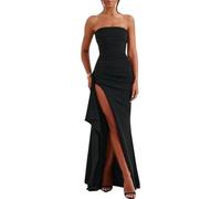 Bcenoilua Vestito Lungo Donna Sexy Maxi Abiti Senza Maniche Vestito da Sera con Spacco Elegante Casual Vestiti Senza Spalline Aderente Abito Bodycon Tubino per Feste Cocktail Nozze