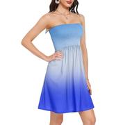 BCFHRGT Abito estivo da donna con gradiente calmo blu per festa nuziale in spiaggia, Gradiente blu calmo, L