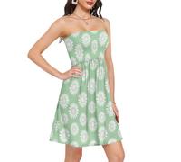 BCFHRGT Abito estivo da donna con margherite, verde salvia, stile boho, floreale, per l'estate, la spiaggia, le vacanze, Fiori Margherita Verde Salvia Boho Floreale, M