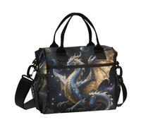 BCFHRGT Blue and Golden Dragon Borse per il pranzo da uomo con tracolla grande borsa termica per il pranzo per infermieri ufficio